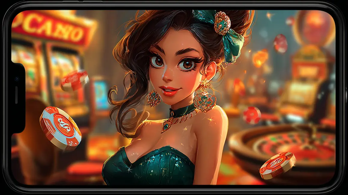 A woman in a stadium holds a phone and a winning card, showing how you can combine the thrill of sports betting with the excitement of casino games at 999BD.
